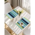 thumbnail image 5 of Blue Gray Stripe Placemats Set of 6, Modern Abstract Art Vertical Striped Placemats for Dining Table, Place Mats for Kitchen Tabletop, Waterproof Wipeable Dining Table Mats Set, 5 of 9