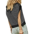 thumbnail image 4 of Lovskoo Summer Sweaters for Women 2024 V Neck Striped Cap Sleeve Tank Tops Sleeveless Spring Clothes Sweater Vest Black XL, 4 of 7