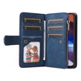 thumbnail image 2 of Multifunctional Case for Motorola Moto E7 Power/ E7i Power,[RFID Blocking] 9 Credit Cards Holder with Wrist Strap, Premium PU Leather Zipper Wallet Purse Magnetic Flip Phone Cover, Blue, 2 of 12