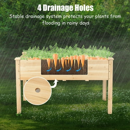 Costway Wooden Raised Vegetable Garden Bed Elevated Grow Planter Canada Costway Wooden Raised Vegetable Garden, Raised Vegetable Garden Kit Canada