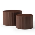 thumbnail image 6 of GZXS 2-Piece Fluted Coffee Tables Set in Dark Brown, 23.6" Large and 18.9" Small MDF Round Nesting Tables for Living Room, No Assembly for Living Space and Home Decor, 6 of 7