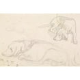 thumbnail image 2 of Sir John Everett Millais 24x17 Gold Ornate Framed and Double Matted Museum Art Print Titled - Three Studies of a Sleeping Dog (1848-49), 2 of 4