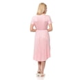 thumbnail image 2 of Uhndy Women's Short Sleeve O Neck Flare Midi Dress with Pockets in Solid Summer Dress Pink 3XL-LQ, 2 of 2