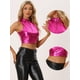 thumbnail image 2 of Top Corto Metálico Allegra K para Mujer Holográfico Rosa Caliente L, 2 of 6