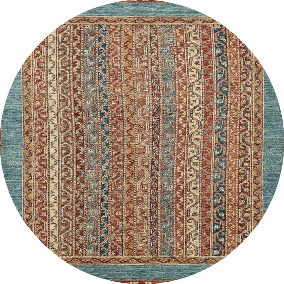 Ahgly Company Indoor Round Abstract Green Oriental Area Rugs, 7' Round