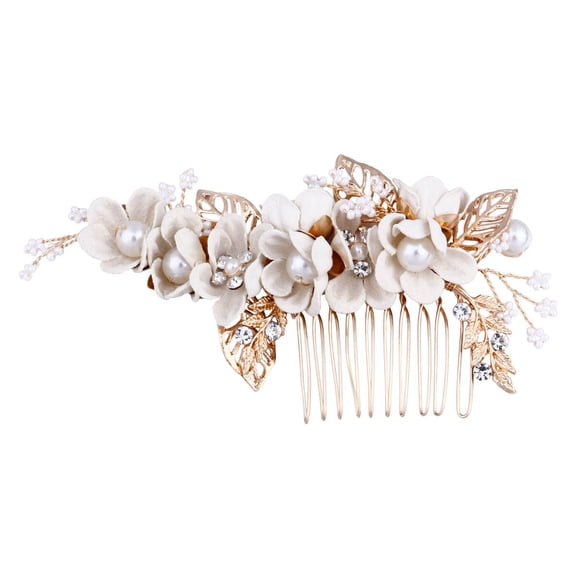 IBASETOY White Wedding Hair Comb Bridal Flower Hairpin Elegant Headpiece for Special Occasions
