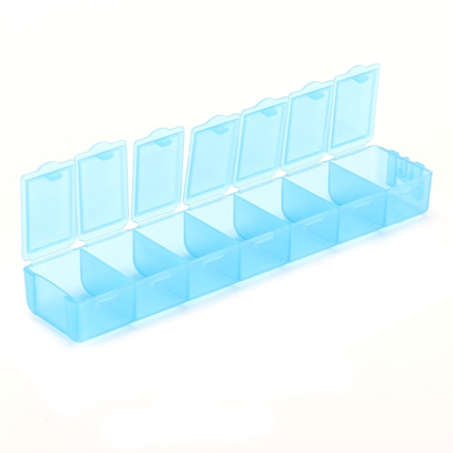 7 Grid Plastic Box, Travel Repacking Box Divide Storage Container 7 Small Grids Small And Compact For Store Earrings Necklaces Beads, Finger Rings Blue,Purple,White,Pink