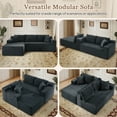 thumbnail image 3 of Muumblus Modular Sectional Sofa, Oversized L-Shape Cloud Couch, Modern Corduroy Sleeper Couches for Living Room, No Assembly Required, Dark Grey (Left Facing Chaise), 3 of 11