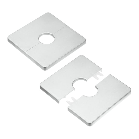 2-Pack Wall Split Flange, for 0.8 Inch/20mm OD Pipe ABS Escutcheon Plate Square Plumbing Cover Plates [Silver Tone]