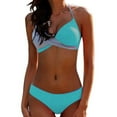 thumbnail image 2 of WREESH Womens Bikini Sets Bikini Splicing Color Block Two-Piece Swimsuit Beachwear Set Beach Bathing Suit Blue, 2 of 8