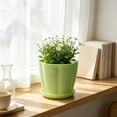 thumbnail image 2 of 5.5 Inch Plant Pots with Drainage and Saucers, Plastic Flower Pots for Indoor and Outdoor Plants, Stackable Nursery Planters for Houseplants and Herbs, Terracotta, 2 of 6
