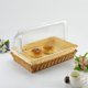 thumbnail image 1 of Cesta de ratán de imitación de pan de frutas con tapa Cesta de exhibición de alimentos rectangular Bandeja de pan tejida con tapa abatible transparente, 1 of 5
