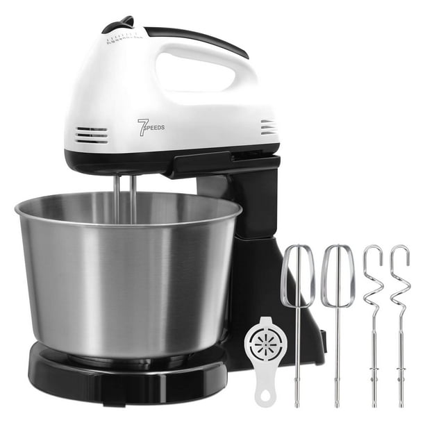 Batidora de Pedestal, Diseño Dos en Uno Turbocharged Batidora de Mano con Pedestal, 6 Velocidades Mezclador de Cocina Incluye Tazon y 4 Barras de Mezcla para Mezclar, 1 Separación De Claras De Huevo