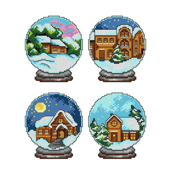 Winter Houses in Balls 196CS Counted cross stitch kit with plastic canvas