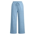 thumbnail image 4 of Gtoiithly Women's Straight Leg Low rise Sweat Pants Wide Leg Sweatpants Drawstring Elastic Low Waist Pants with Pockets Sky Blue S, 4 of 5