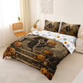 thumbnail image 2 of Homewish Spooky Halloween Skeleton Duvet Cover Queen,Autumn Pumpkin Pattern Queen Bedding,Gray Black Orange,Halloween Reversible,3pcs,1 Duvet Cover and 2 Pillowcases, 2 of 6