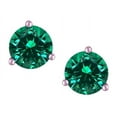 thumbnail image 3 of Star K� Round 6mm Simulated Emerald Three 3 prong Martini push back Stud earrings, 3 of 9