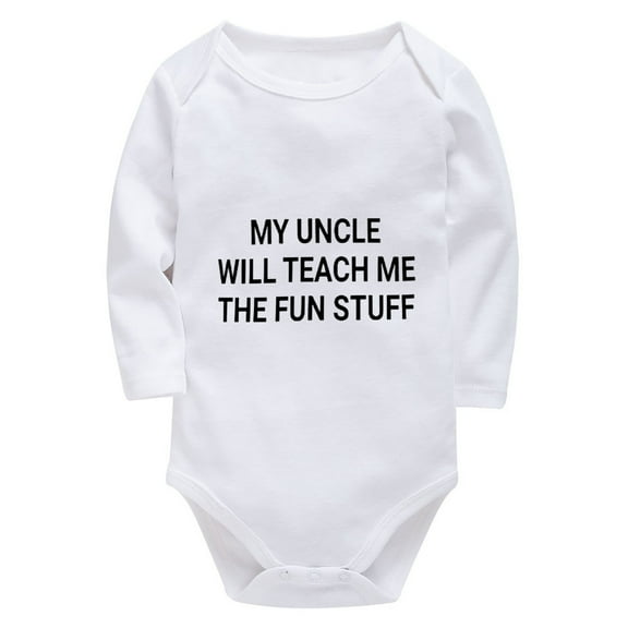 My Uncle Will Teach Me The Fun Stuff Babygirl Outfit Long Sleeve Welcome Home Baby Girl Outfit White Baby Boy Summer Clothes