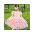 thumbnail image 5 of Girls Dress 3D Butterfly Pink Lace Top Sweet Square Collar Short Sleeve 5 Years, 5 of 6