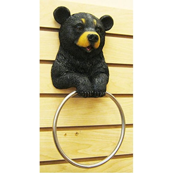 Hugo The Helper Black Bear Towel Holder Decoration