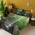 thumbnail image 2 of Natural Cave Sheet Set, Still Waterfall in the Forest in Northern Alabama Habitat Ecosystem Scenery, Fitted and Flat Sheet Pillowcases Bedding Accent 4 Piece Set, Calking, Green Brown, by Ambesonne, 2 of 5