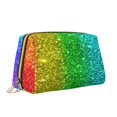 thumbnail image 2 of Easygdp Glitter Rainbow Leather Makeup Bag Zipper Pouch Travel Cosmetic Organizer for Women and Girls, Make up Bag with Zipper, 2 of 8