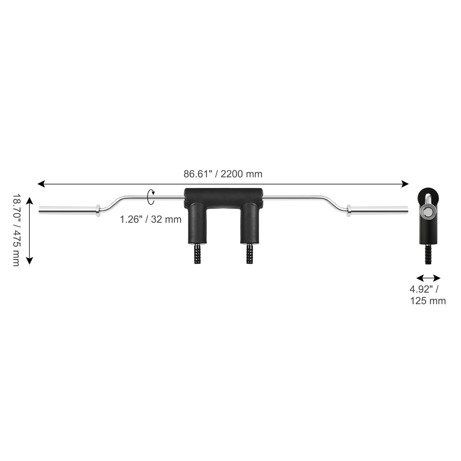 KFFKFF Secure Squat Bar, Fitness Squat Bar with 1,500 LBS Capacity, Squat Bar Accessory with Arm and Shoulder Cushions, 32mm Diameter Weightlifting Bar, Perfect for Front Squats, Lunges