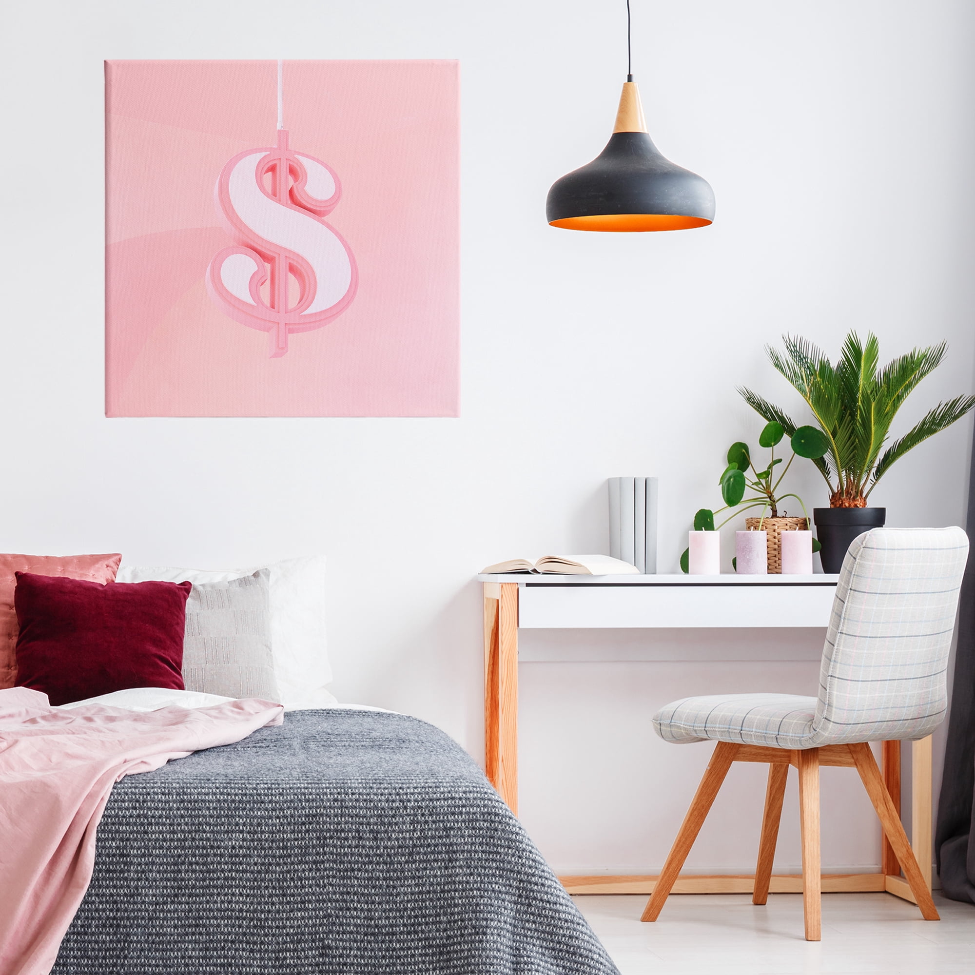 Pink Pastel Dollar Sign Canvas Wall Art, design by LISH Creative