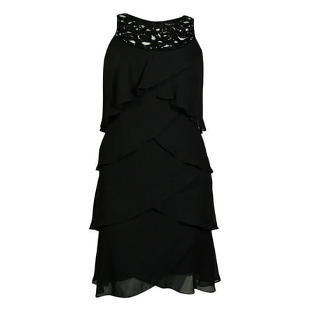 - S.L. Fashions Women's Beaded Cut Out Tier Dress
