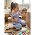 thumbnail image 6 of Loicainy Toddler Baby Girls 2Pcs Summer Outfits 12 18 24 Months 2T 3T 4T 5T Flying Sleeve Square Neck Solid Color Smocked Vest Tops and Elastic Waist Pants Clothes Set, 6 of 9