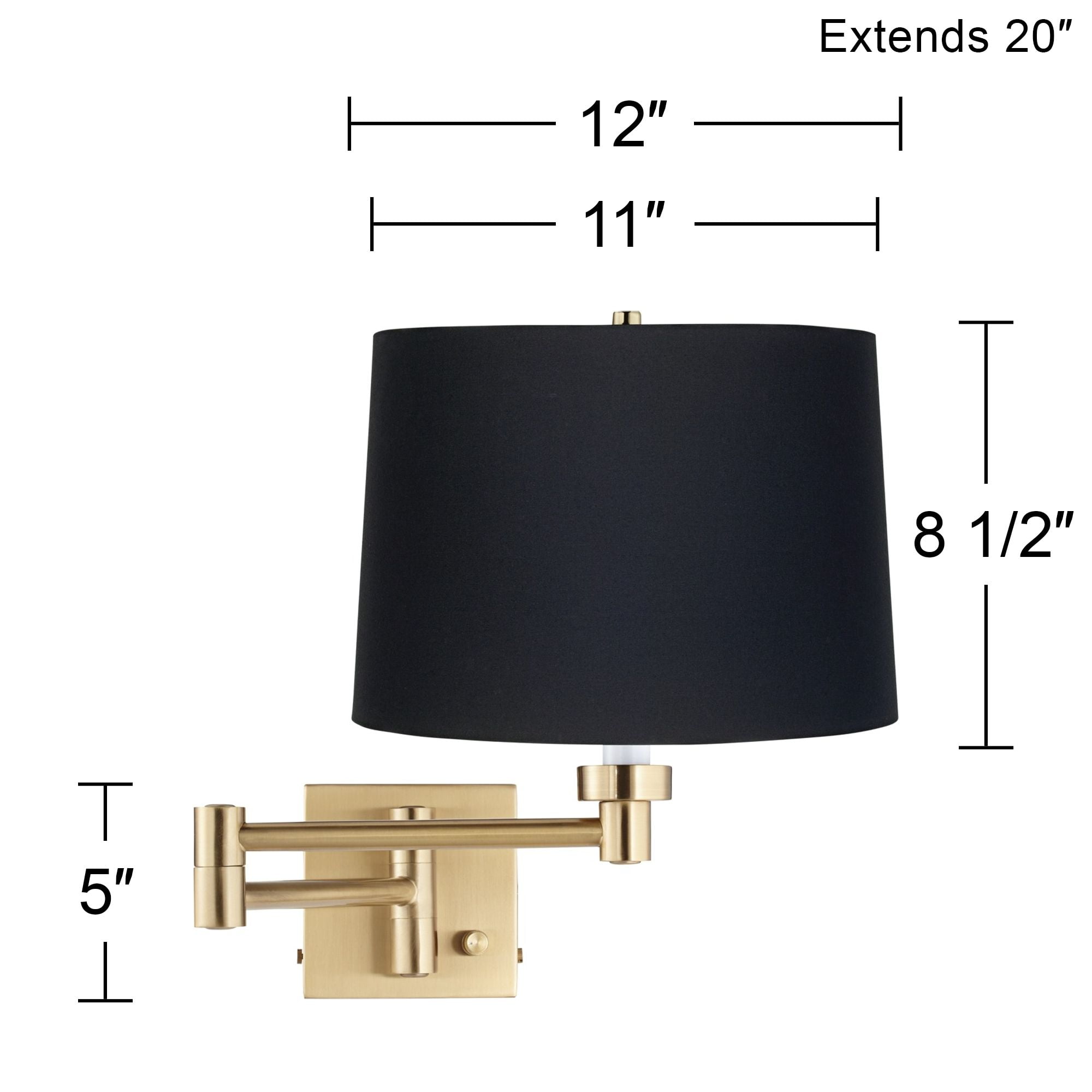 Springcrest Set of 2 Tapered Drum Lamp Shades Black Small 11" Top x 12" Bottom x 8.5" High Spider Replacement Harp Finial Fitting
