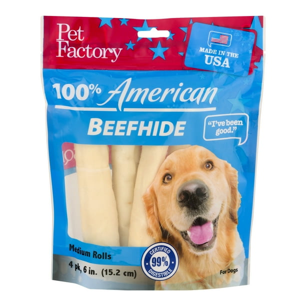 Pet Factory 100 American Beefhide Rolls Dog Chews, Medium (4 Count