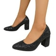 thumbnail image 6 of Obersheen Women's Pumps Closed Toe Low Block Heels Sparkling Sequins Dress Shoes Office Work Business Wedding Prom Shoes Trendy Comfortable Pointed Toe Short Thick Heels Pumps (Black,5.5), 6 of 8