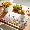 thumbnail image 2 of Spring Floral Placemats Set of 6, Summer Birds Botanical Fence Placemats for Dining Table, Place Mats for Kitchen Tabletop, Waterproof Wipeable Dining Table Mats Set, 2 of 9