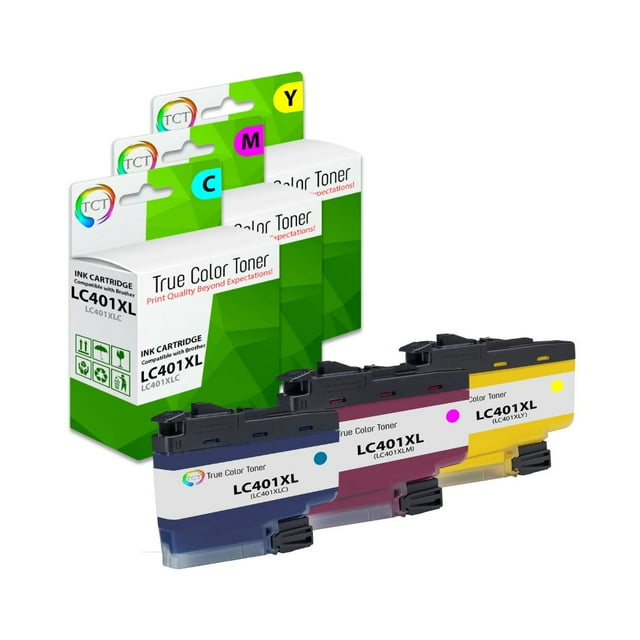 TCT LC401XL Color Ink Cartridge 3 Pack - Compatible Replacement for Brother LC401XL LC401XLC LC401XLM LC401XLY High Yield Works With Brother MFC-J1010 J1012 J1170 Printer (Cyan Magenta Yellow)