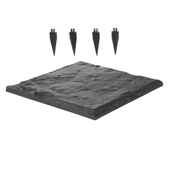 KFFKFF Garden Stepping Stones, Set of 16, 15.5 x 15.5 in, Durable Plastic Pathway Pavers with Stakes, Weather-Resistant Design, Smooth Finish for Outdoor Walkways, Lawn, Patio, and Landscaping, Grey
