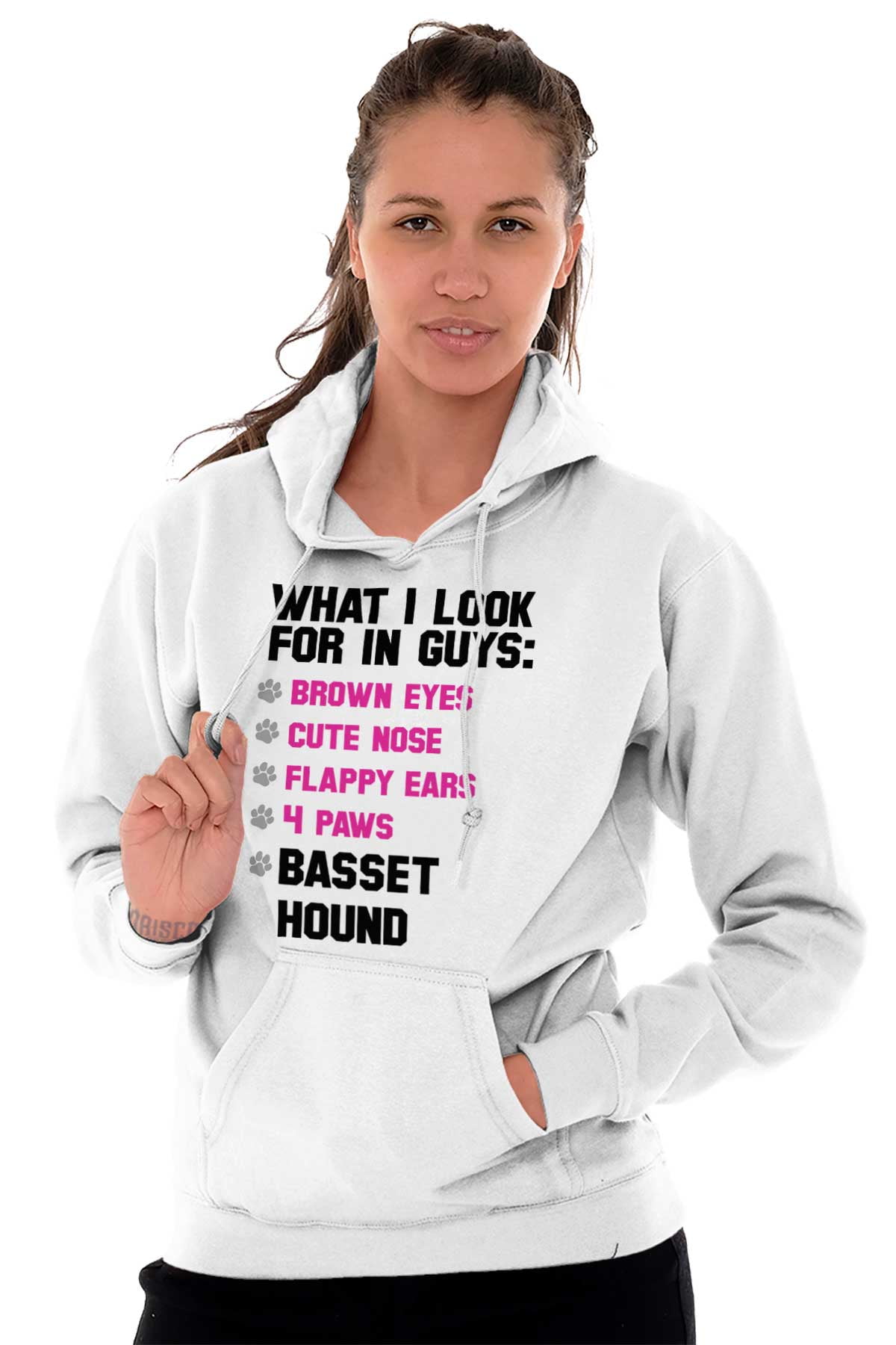 Basset Hound Womens Long Sleeve Pullover Hooded Sweatshirt Top Hoodie with Fleece Lining