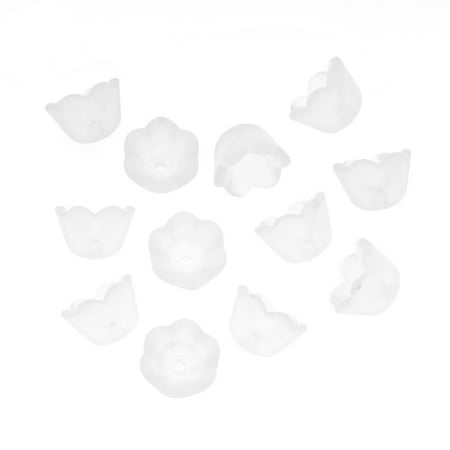 Lucite Tulip / Lily Of The Valley Flower Bead Caps Matte Frosted Crystal 6x10mm (12)