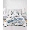 thumbnail image 2 of Quilts Twin-XL Size Bedding Set, Blue Grey Floral Lightweight Quilted Comforter, Watercolor Flowers Farmhouse Soft Reversible Bedspread Coverlet with Pillow Covers for All Season, 68" x 98", 2 of 7