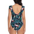 thumbnail image 6 of Yiaed Flamingos And Birds Print Women's Ruffled One Piece Swimsuit V Neck Swimwear Slimming Monokini for Woman-Large, 6 of 8