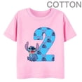 thumbnail image 4 of Camiseta de algodón para niños de Disney con combinación de nombre y dígitos 1, 2, 3 y 4 de PINK Stitch, dibujos animados Kawaii, informal, para niñas y niños, estilo Harajuku, 4 of 5