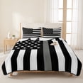 thumbnail image 3 of King Quilt Set 96''x106'', Thin Grey White Line Lightweight Summer Bedspread Coverlet Set with 2 Pillow Shams, American Flag Star Breathable All Season Quilt Bedding for Bedroom/Guest Room, 3 of 9