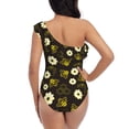 thumbnail image 5 of Gukieu Honey Bees With Flowers Print One-shoulder Ruffled One-piece Swimsuit with Removable Chest Pads and Tummy-control Swimsuit for Women-Medium, 5 of 6