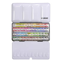 Lukas Aquarell 1862 Artist Watercolor Set, Professional Kit of Brilliant Colors in a Travel Friendly, Outdoor Painting and Plein Aire Carry Case with Color Mixing Palette, 48 Half Pans