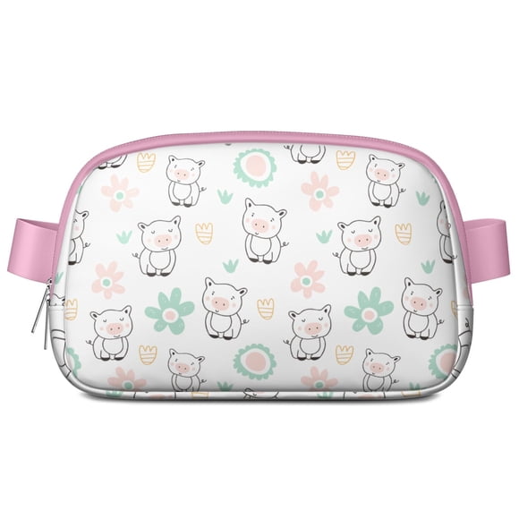 Ceinture Imprimée Cochon Drôle – Sac de Taille Artistique Animal de Ferme Aquarelle avec Motif de Dessin Animé Mignon pour Femmes
