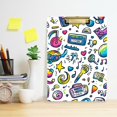 thumbnail image 2 of FORMRS Acrylic Clipboard with Low Profile Clip Standard A4 Letter Size, 12.5" x 9", Blue Doodle Pattern, 2 of 8