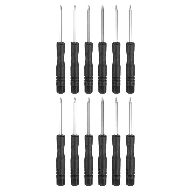 Uxcell 12pcs PH00 Mini Destornillador Phillips #00 3.1" Longitud Destornilladores 1.8" Acero al Carbono con Mango Ergonómico para Reparaciones DIY, Negro