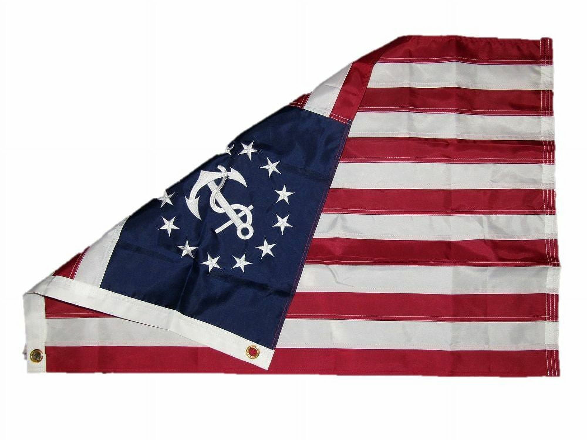 2x3 Embroidered Yacht Ensign USA Nautical 210D Sewn Nylon Flag 2'x3' Boat
