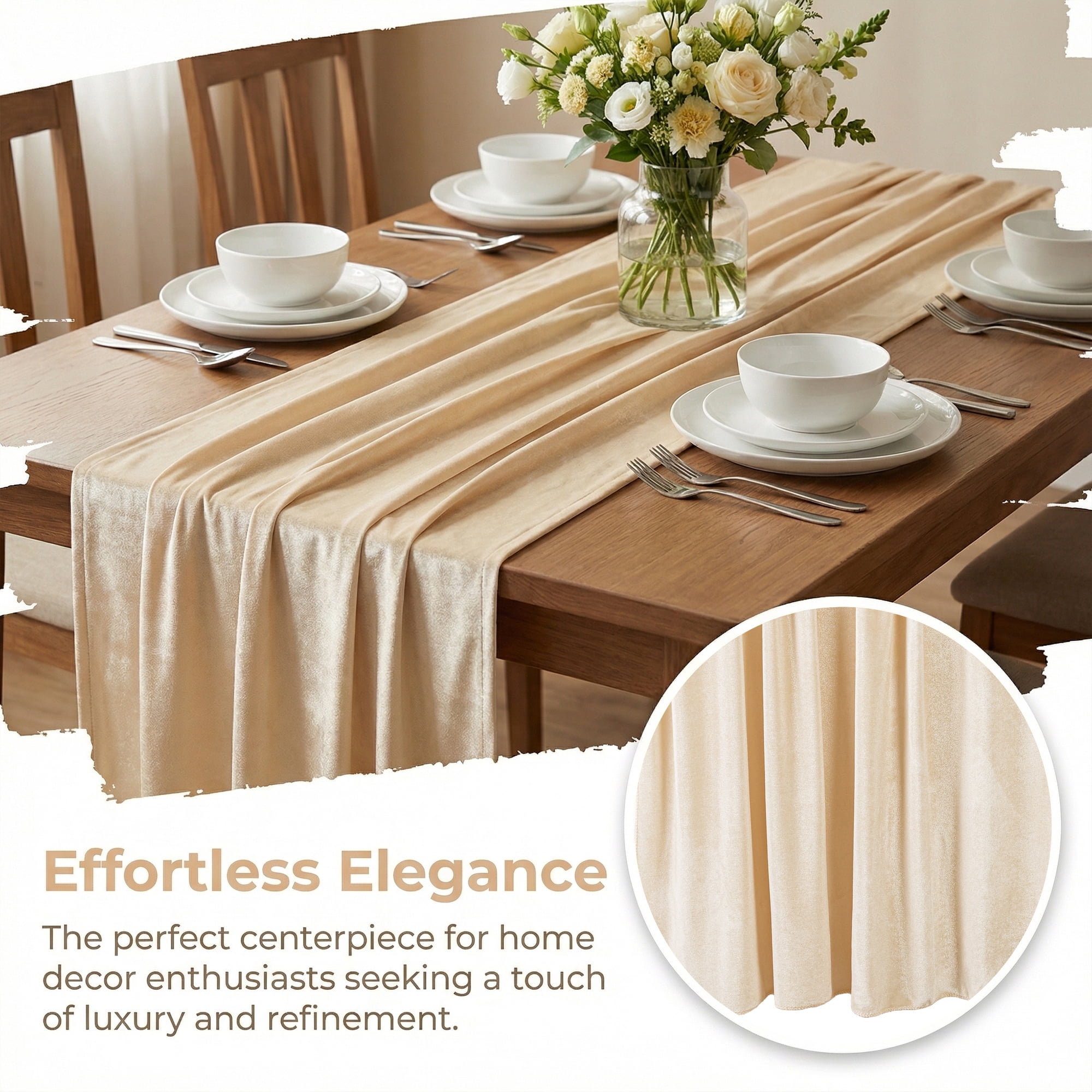 Unique Bargains Decorations Long Polyester Kitchen Runner Creamy White 27.6x118.1in