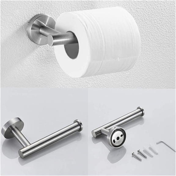 JERFIT 3-Piece Modern Bathroom Hardware Set in Brushed Nickel, Stainless Steel Towel Bar, Toilet Paper Holder & Robe Hooks